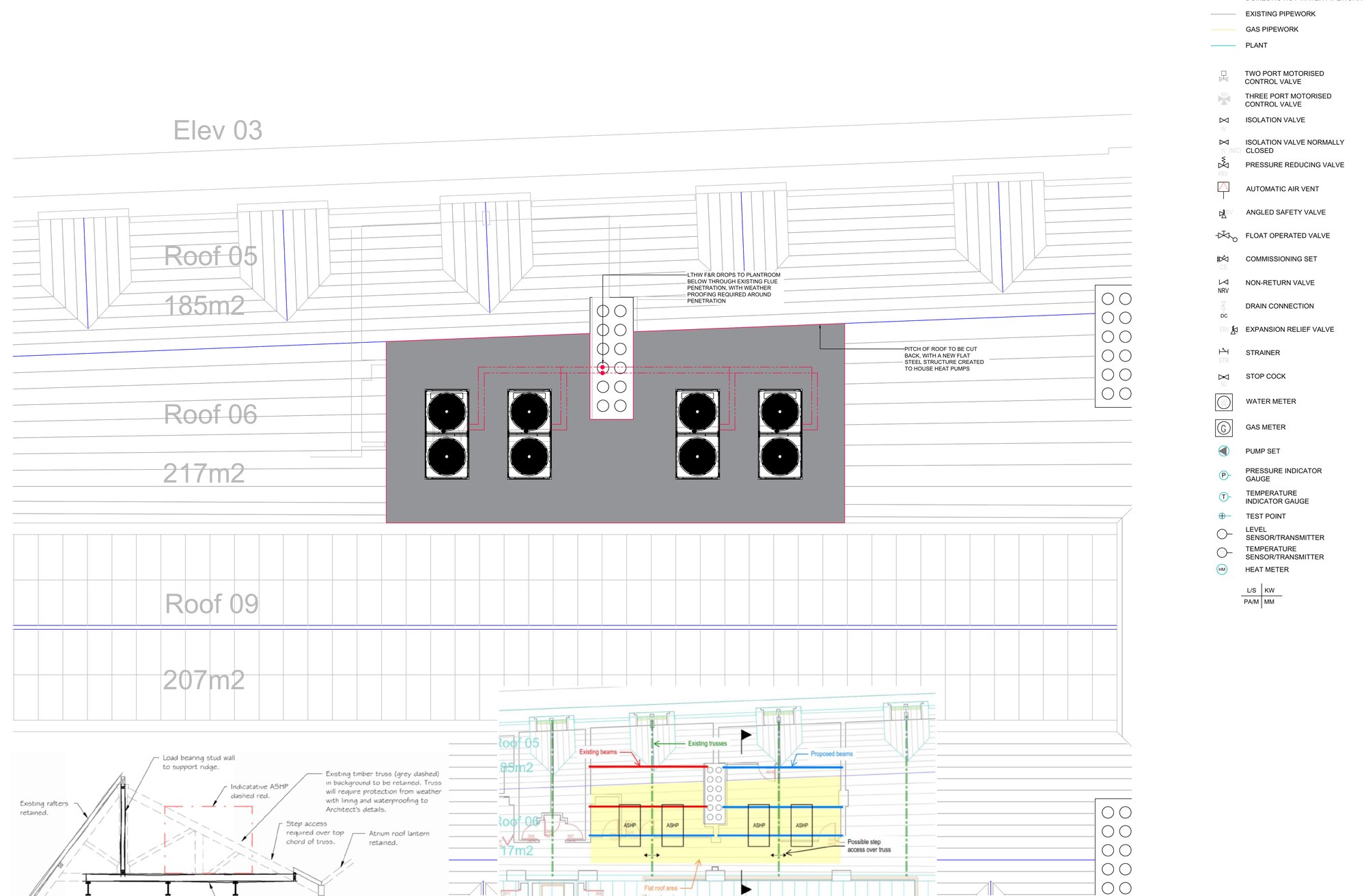 Rooftop heat pump option at the listed building