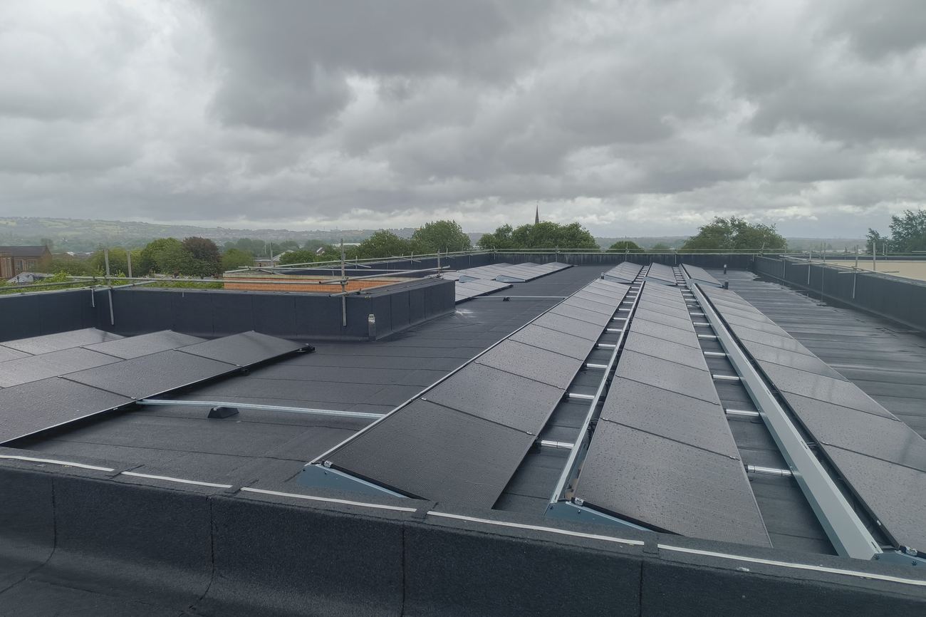 Rooftop solar photovoltaic array on a public building
